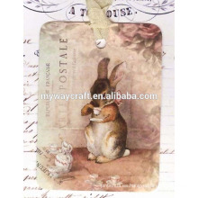 2015 favor del festival Etiquetas adorables del regalo del conejo / té que beben las etiquetas del regalo del papel del sacador de agujero de conejo